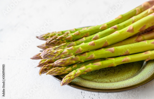 Fresh asparagus on the plate