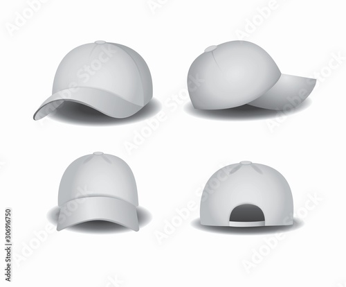 hat, baseball cap white blank mockup template editable vector design