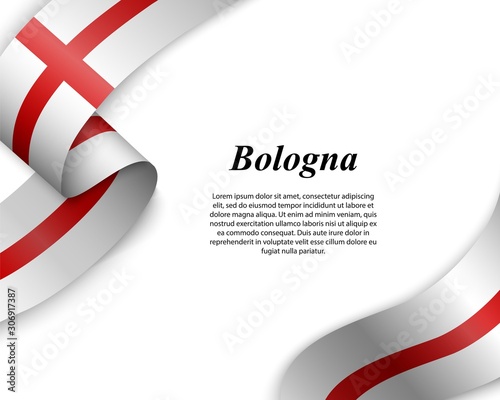 Waving ribbon with flag bologna