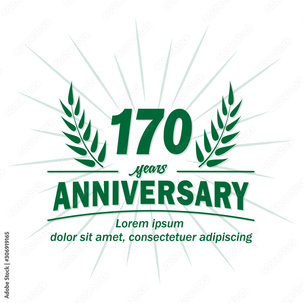 170 years logo design. One hundred seventy years anniversary vector and illustration. 170 years logo design. One hundred seventy years anniversary vector and illustration.
