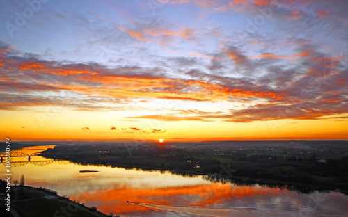 Sunset on the Vistula in Grudziadz. Poland