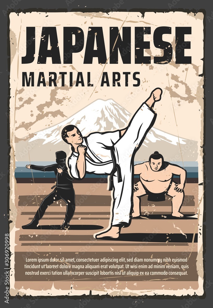 Japanese martial arts and traditional fighting culture vintage retro