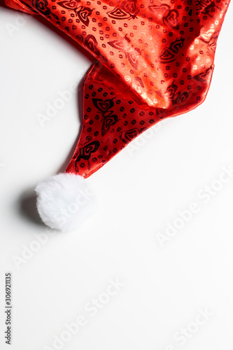 Santa's hat or cup on white background, christmas time