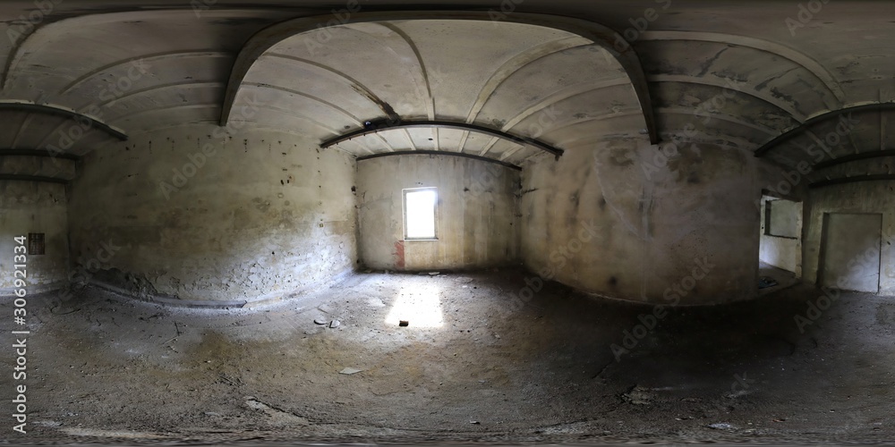 Naklejka premium Abandoned building indoors HDRI Panorama