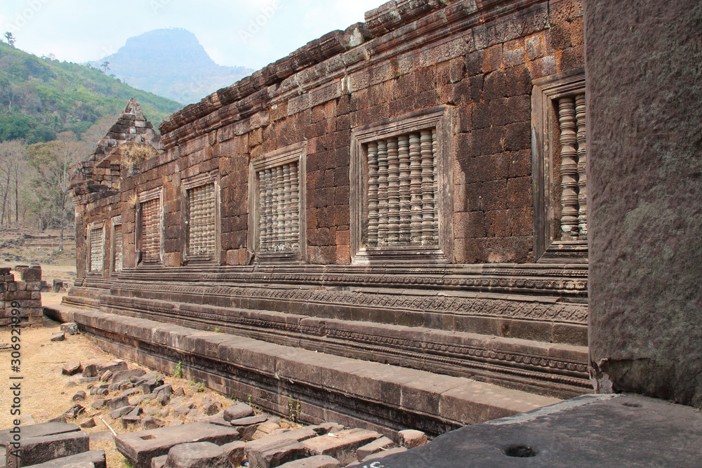ruined buddhist temple (wat phou) in laos 