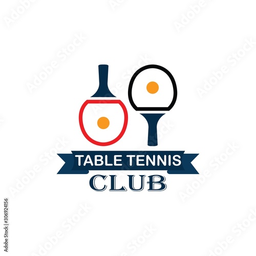 Table Tennis club logo with simple text designs. Sport vector illustration for ping pong club