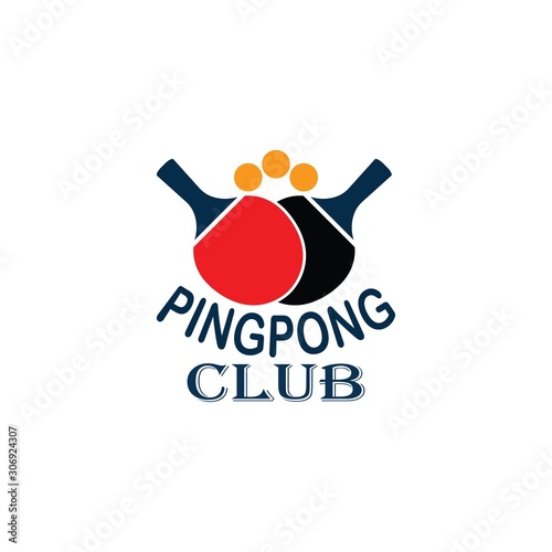 Table Tennis club logo with simple text designs. Sport vector illustration for ping pong club