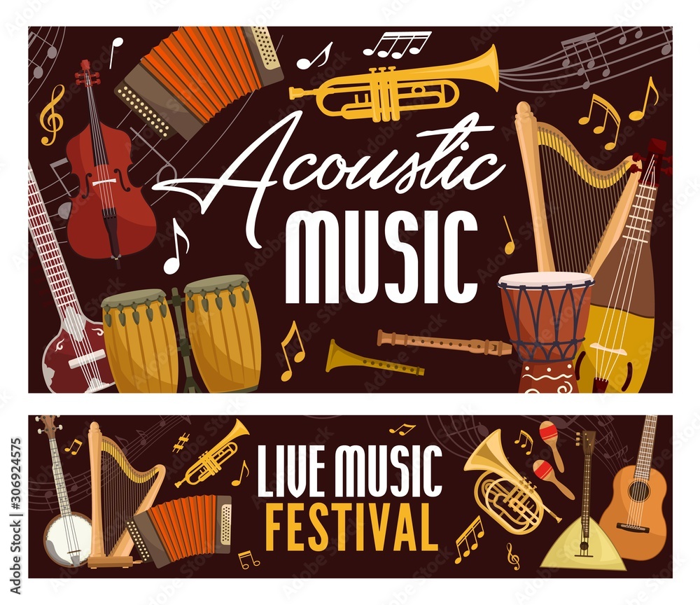 Live music festival poster, classic, jazz and folk band musical