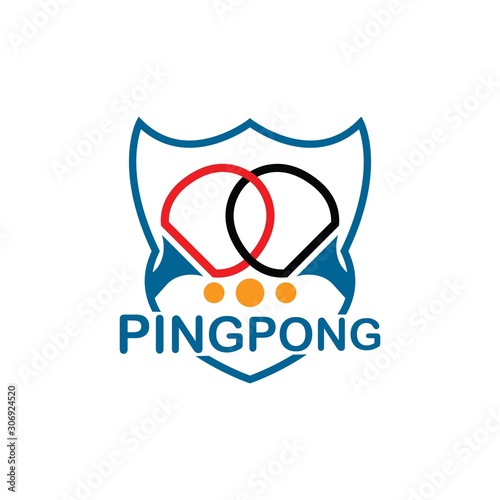 Table Tennis club logo with simple text designs. Sport vector illustration for ping pong club