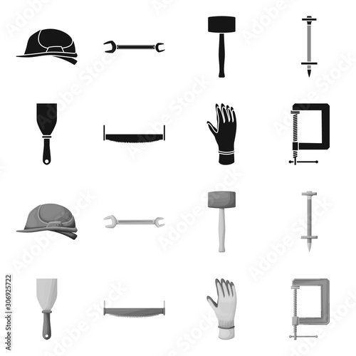Isolated object of renovation and household symbol. Set of renovation and handicraft stock vector illustration.
