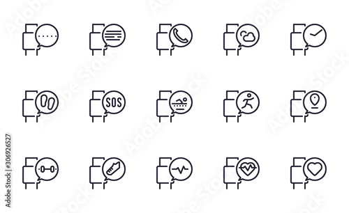 Set of Smartwatch, Smart device, gadget   vector icon illustration