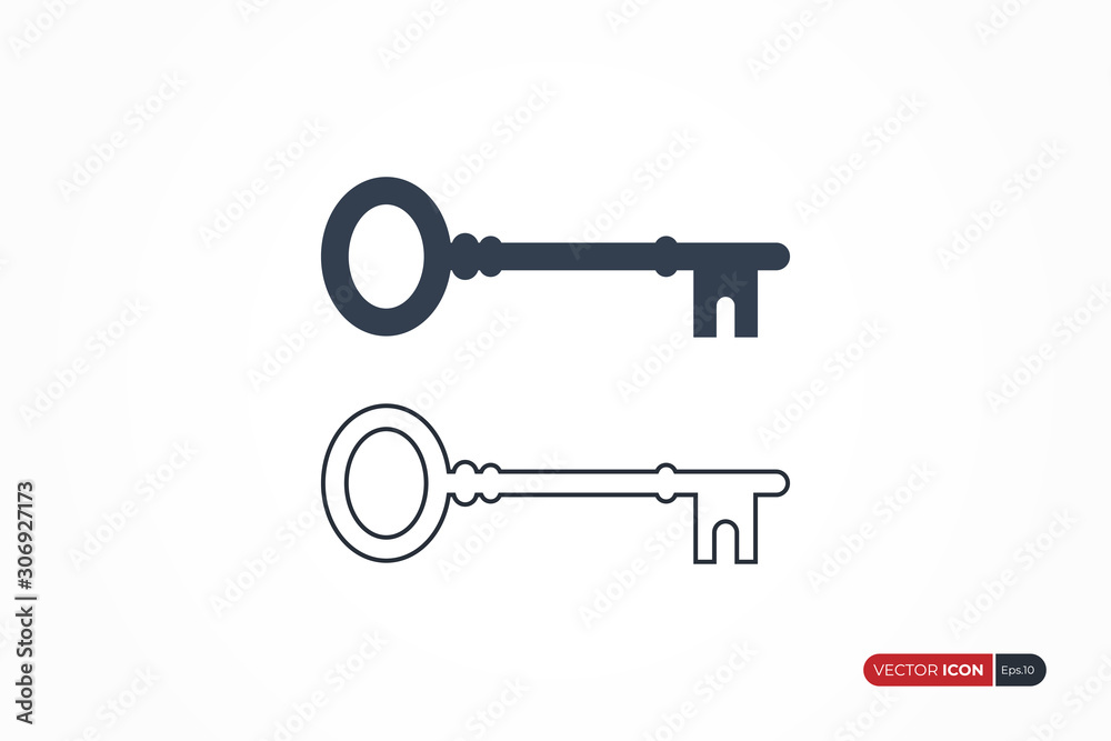 Key Icon Vector isolated on white background. Flat Vector Icon Design Template Element Key Icon Vector isolated on white background. Flat Vector Icon Design Template Element