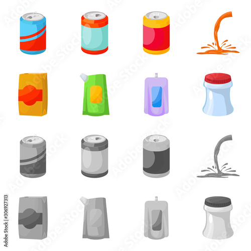 Vector illustration of drink and beverage icon. Set of drink and liquid stock symbol for web.