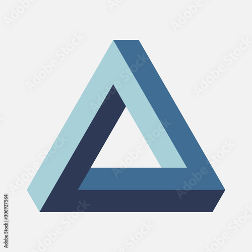 Blue vector Penrose Triangle. Impossible figure