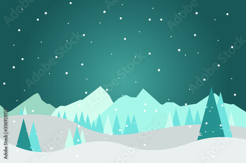 Winter Christmas Scene at Night