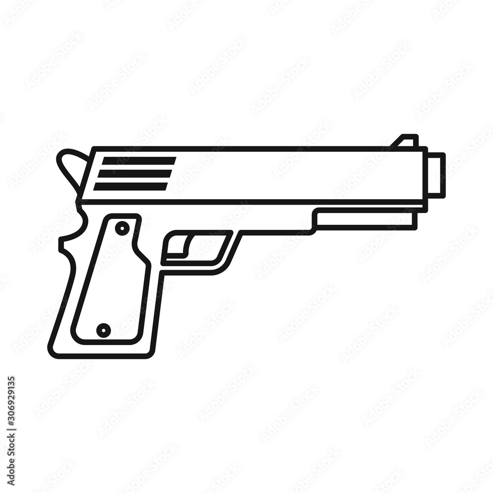 Vector design of pistol and caliber logo. Web element of pistol and handgun stock symbol for web.