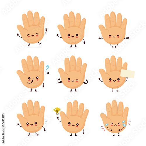 Cute smiling happy human hand set