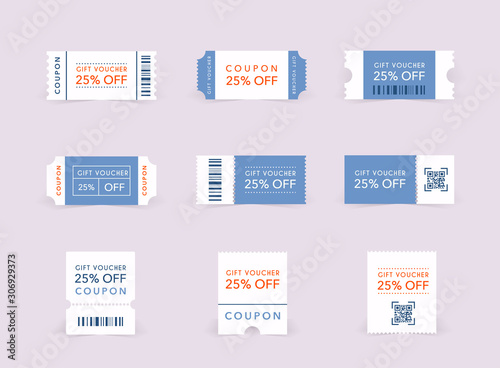 Template Tickets. Collection of vintage grunge Tickets and Coupons vector illustrations. photo