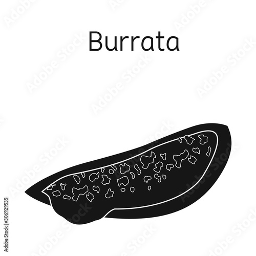 Isolated object of cheese and burrata sign. Web element of cheese and piece vector icon for stock.