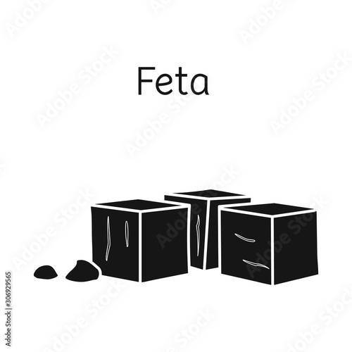 Isolated object of cheese and feta symbol. Graphic of cheese and piece stock vector illustration.
