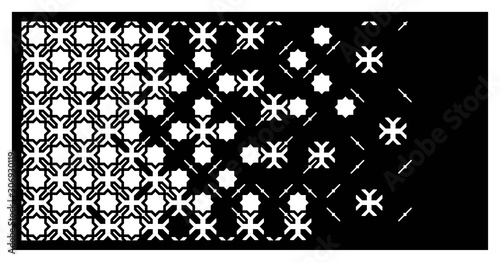 Islamic laser pattern. Decorative vector panel for laser cutting. Islamic template for interior partition in arabesque style. Ratio 1:2