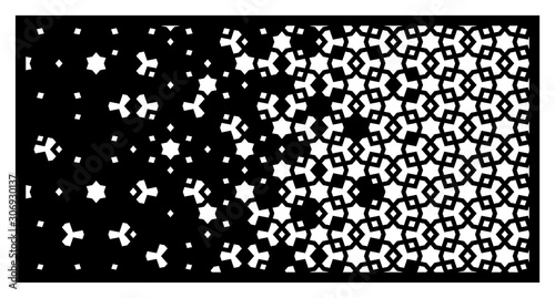 Islamic laser pattern. Decorative vector panel,screen,sheet,partition,divider for laser cutting with disintegration. Islamic template for cut design. Ratio 1:2