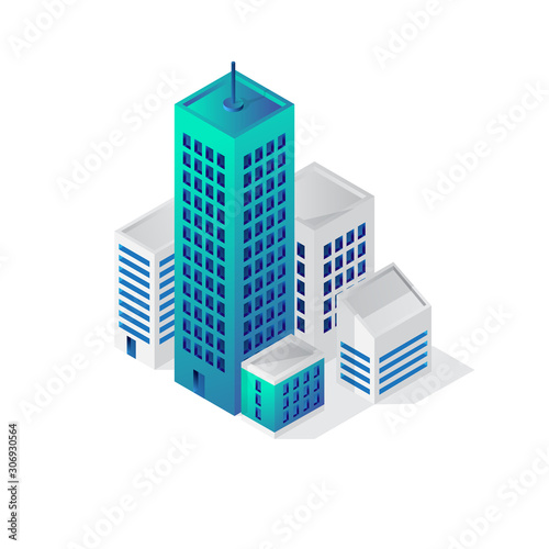 Isometric building 3d icon, city vector illustration template © Danhood