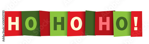 HO HO HO! red and green seasonal vector typography banner