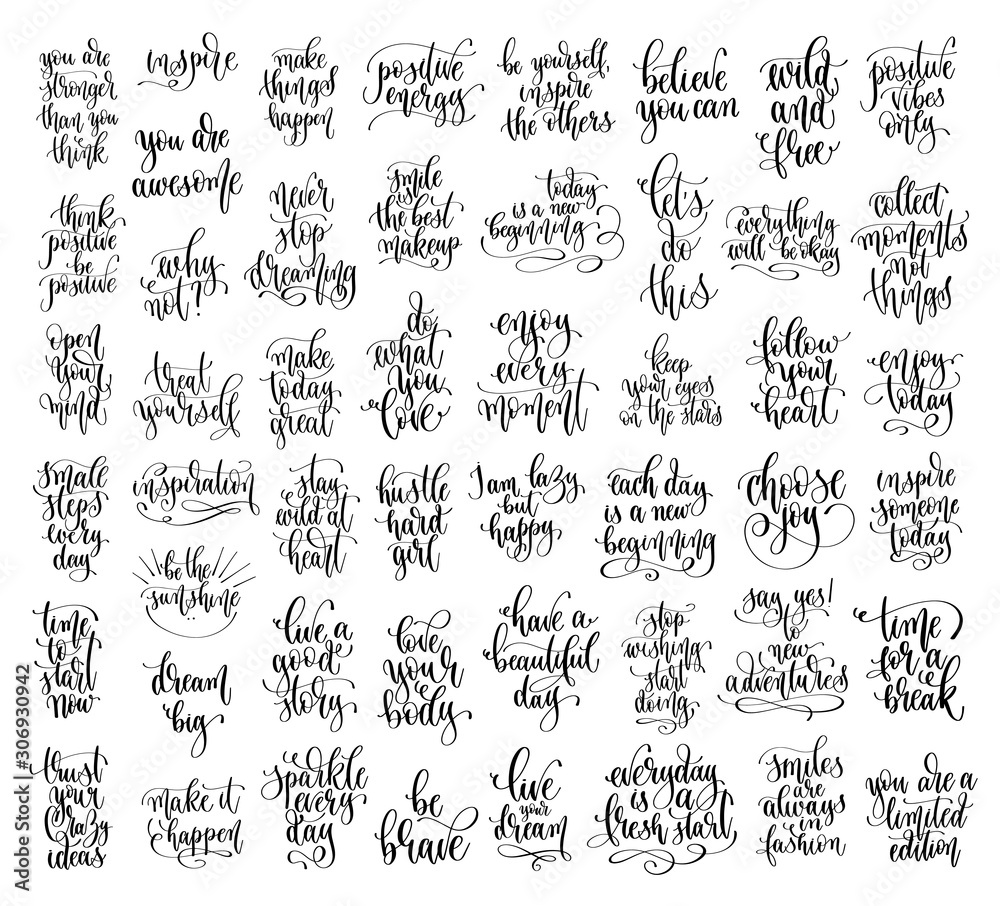 set of 50 hand lettering motivation and inspiration positive quote set of 50 hand lettering motivation and inspiration positive quote