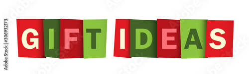 GIFT IDEAS red and green seasonal vector typography banner