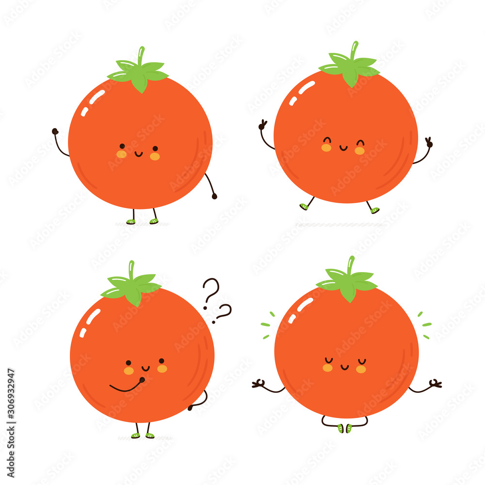 Cute happy tomato character set collection Cute happy tomato character set collection