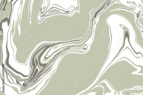 Liquid marbles or swirl marbles in green tone colors on white backgrounds