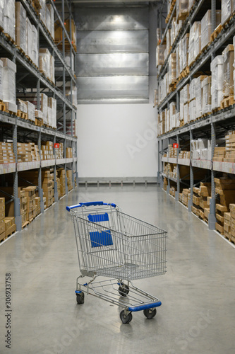 shopping cart in stock Warehouse ,product store
