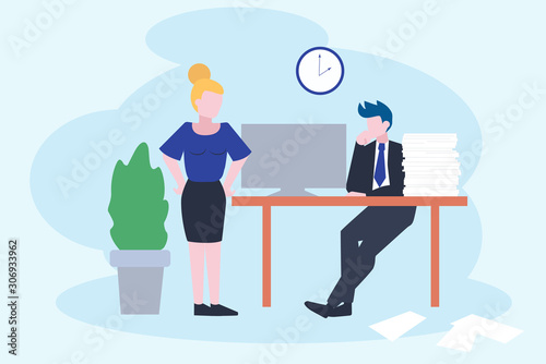 Stress at work and deadline concept. Idea of many work