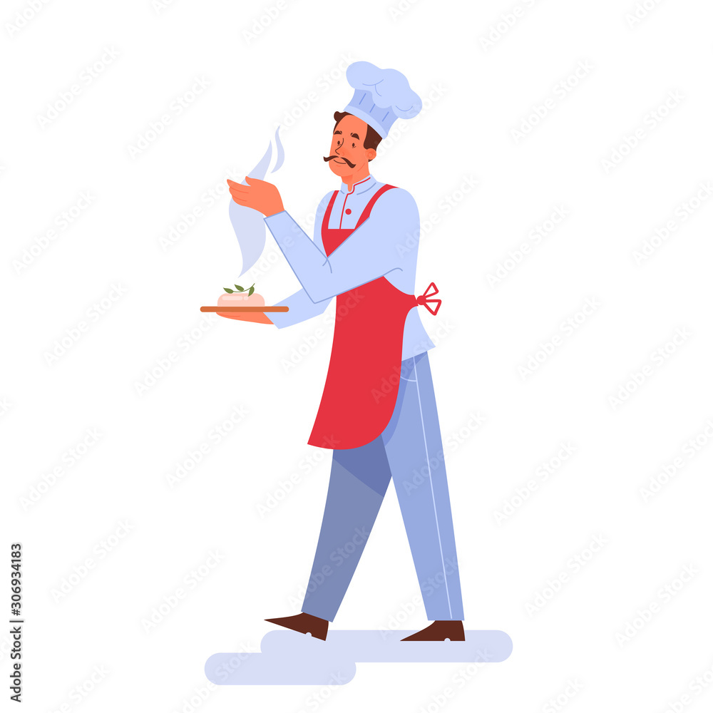 Restaurant chef cooking. Person in apron making tasty dish. Restaurant chef cooking. Person in apron making tasty dish.