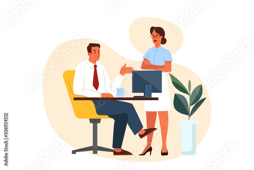 Group of business people at work, office meeting