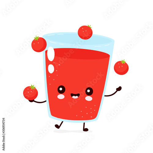 Cute smiling happy tomato juice juggle