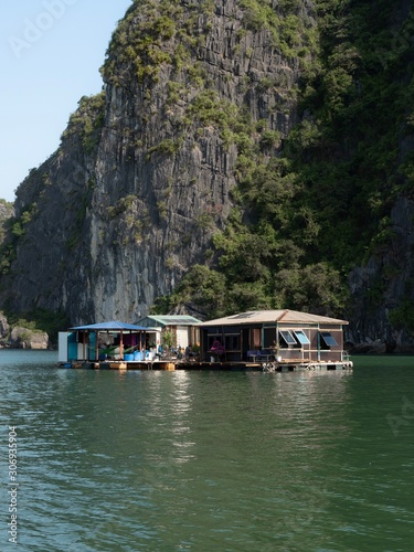 Floating house on Halong bay in Vietnam
