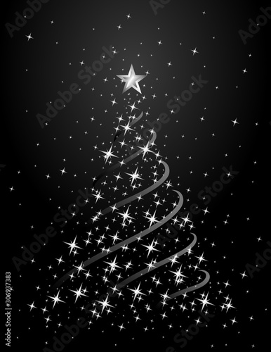 A greeting card with New year tree.