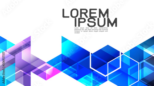 Abstract gradient blue mixed geometric template and modern overlapping on white background with space for text on top. Vector illustration