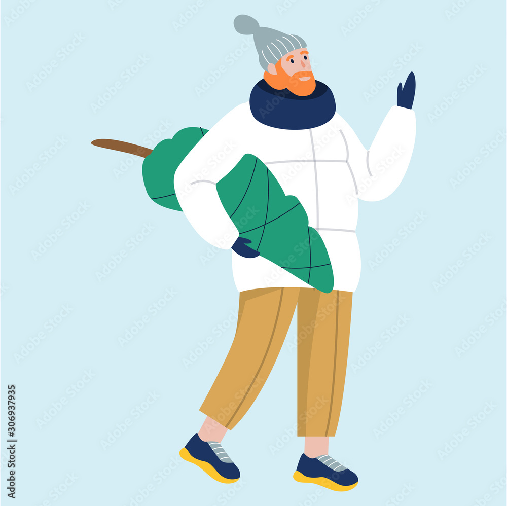 Isolated vector illustration of people wearing warm winter