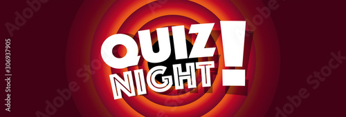 Quiz night on red cartoon background