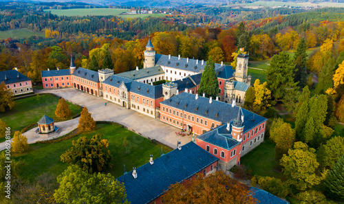 Aerial view of Sychrov Castle, Czech Republic photo
