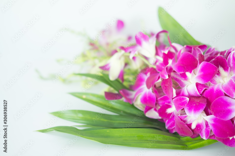 Bouquet of orchid flower and pandan leaves for pray respect to Buddha