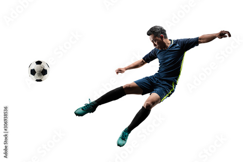 one soccer player man isolated on white background