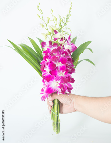 Bouquet of orchid flower and pandan leaves for pray respect to Buddha