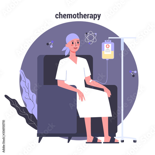 Patient suffer from cancer disease. Female character oncology patient