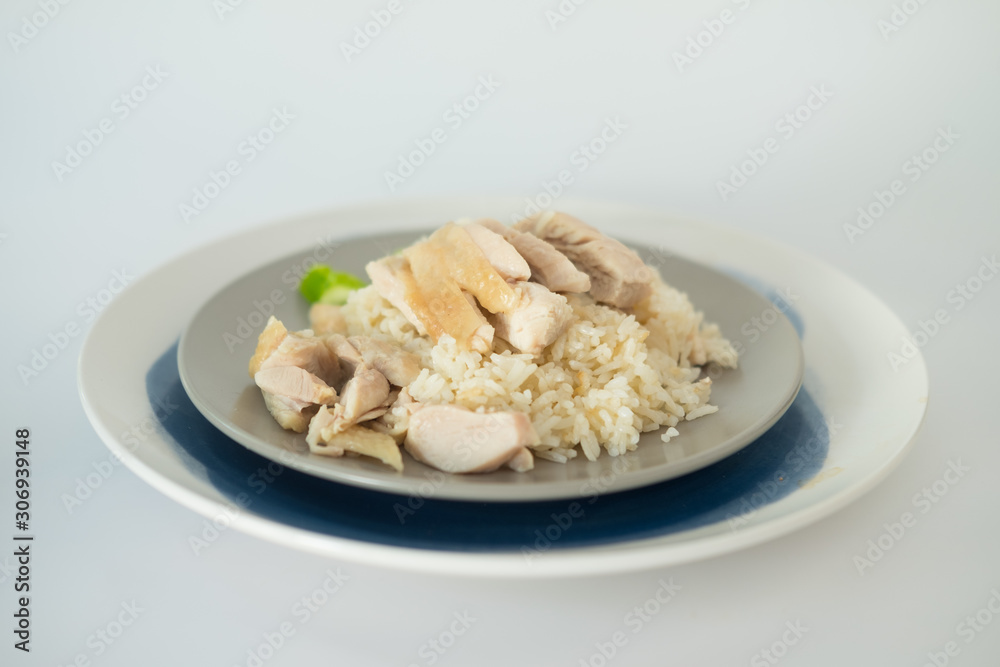 Rice steamed with chicken soup (hainanese chicken rice) Rice steamed with chicken soup (hainanese chicken rice)