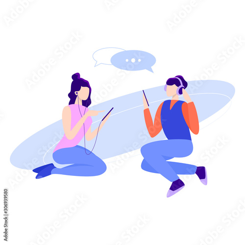 Vector illustration of people using different technique device