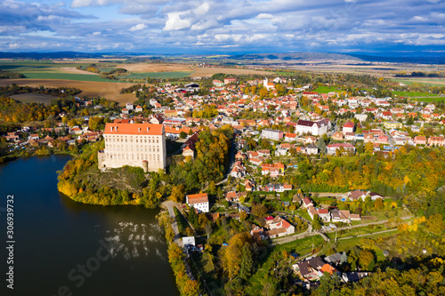 Scenic view of the medieval castle of Plumlov. City of Plumlov. Czech Republic